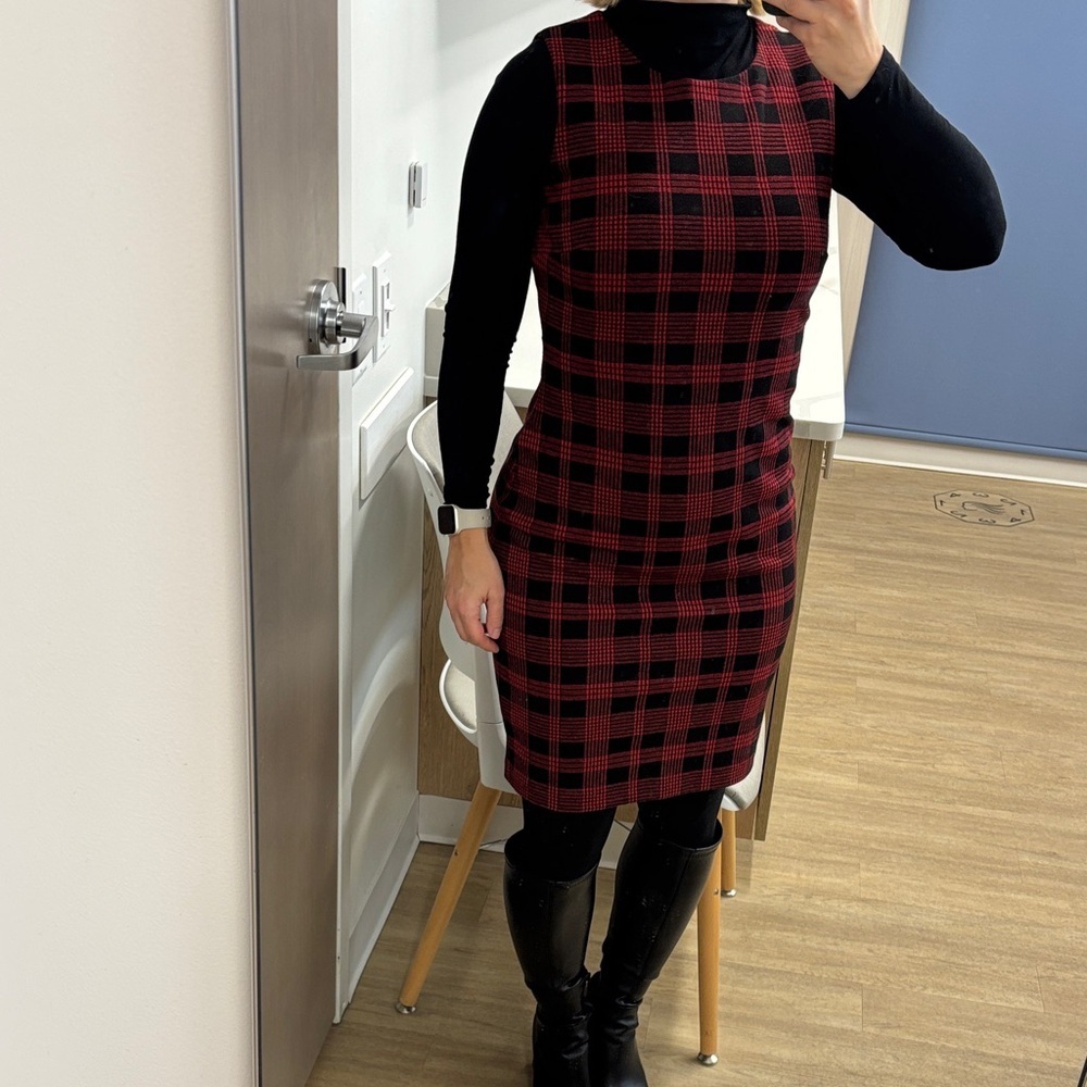 Tommy Hilfiger Red and Black Plaid Midi Dress